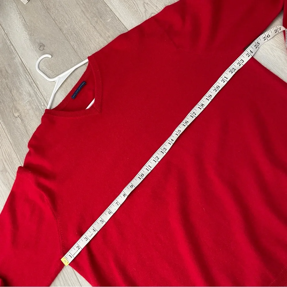 Cashmere V-Neck Sweater long sleeve knit mens Red (large) classic preppy bright